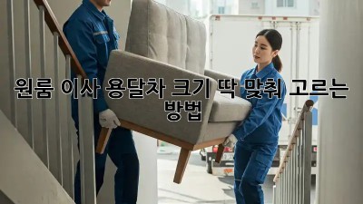 원룸 이사? 용달차 크기 딱 맞춰 고르는 방법!